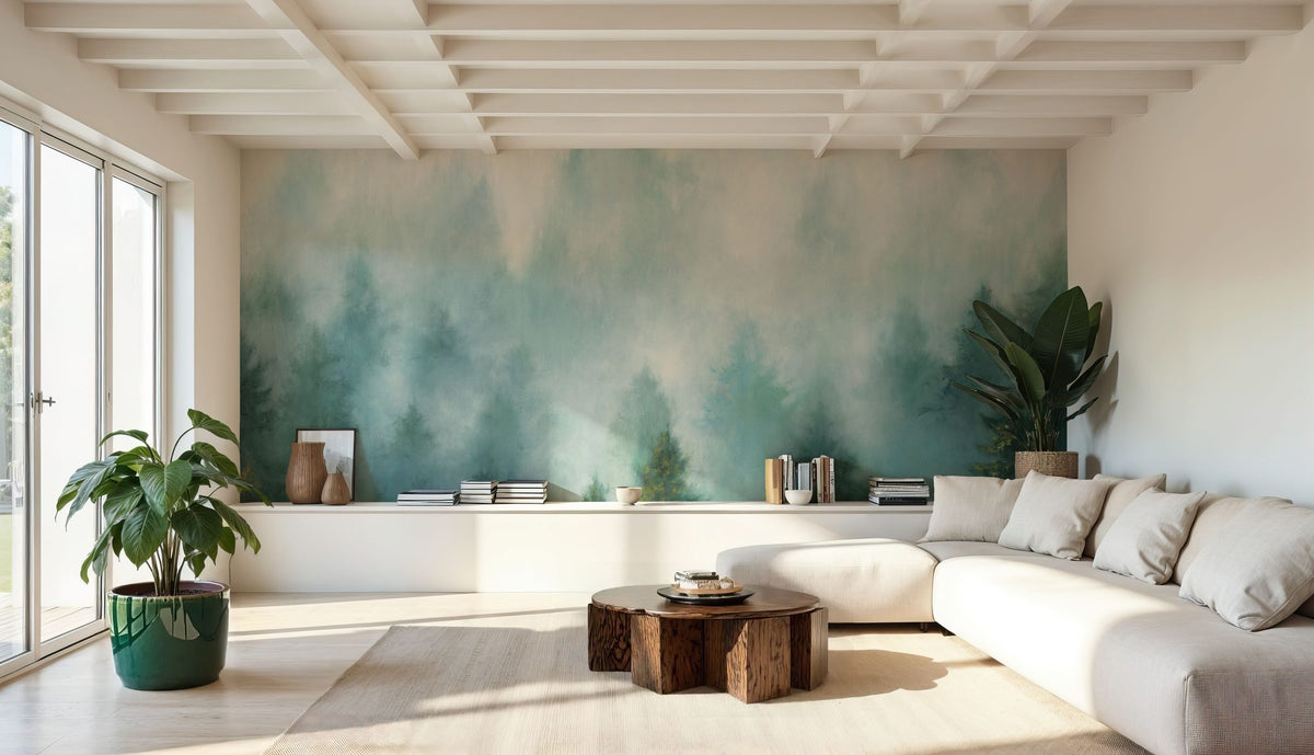 Misty Forest Mural Wallpaper - room preview 05