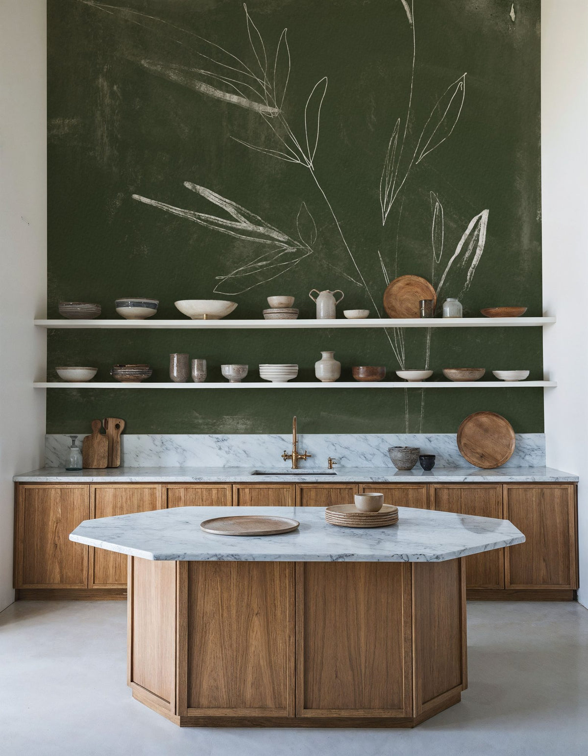 Leaf Lines II Mural Wallpaper - room preview 05