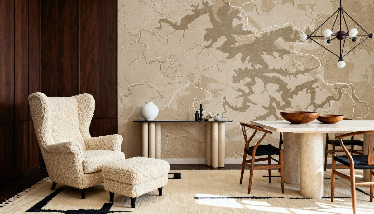 Lake Santeetlah Ochre Mural Wallpaper - room preview 05