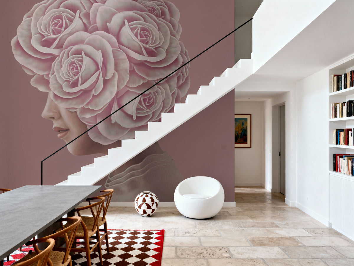 Rose Head Mural Wallpaper - room preview 05