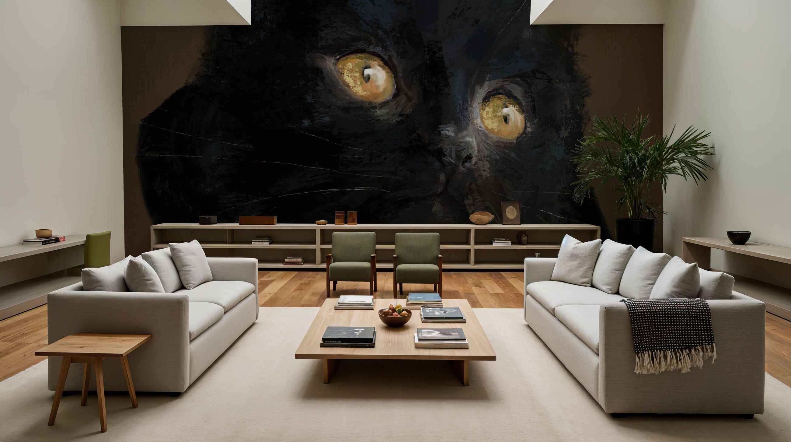 Black Cat Portrait Mural Wallpaper