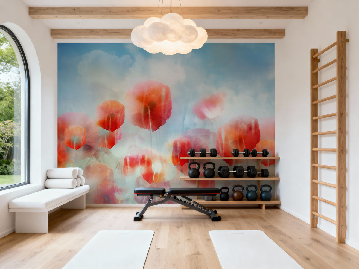 Poppies in a Field Mural Wallpaper - room preview 05