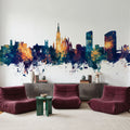 Limerick Ireland Skyline Blue & Bronze Mural Wallpaper - room preview 05