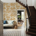 Patinated Linen Toile De Jouy, Sunflower Mural Wallpaper - room preview 05