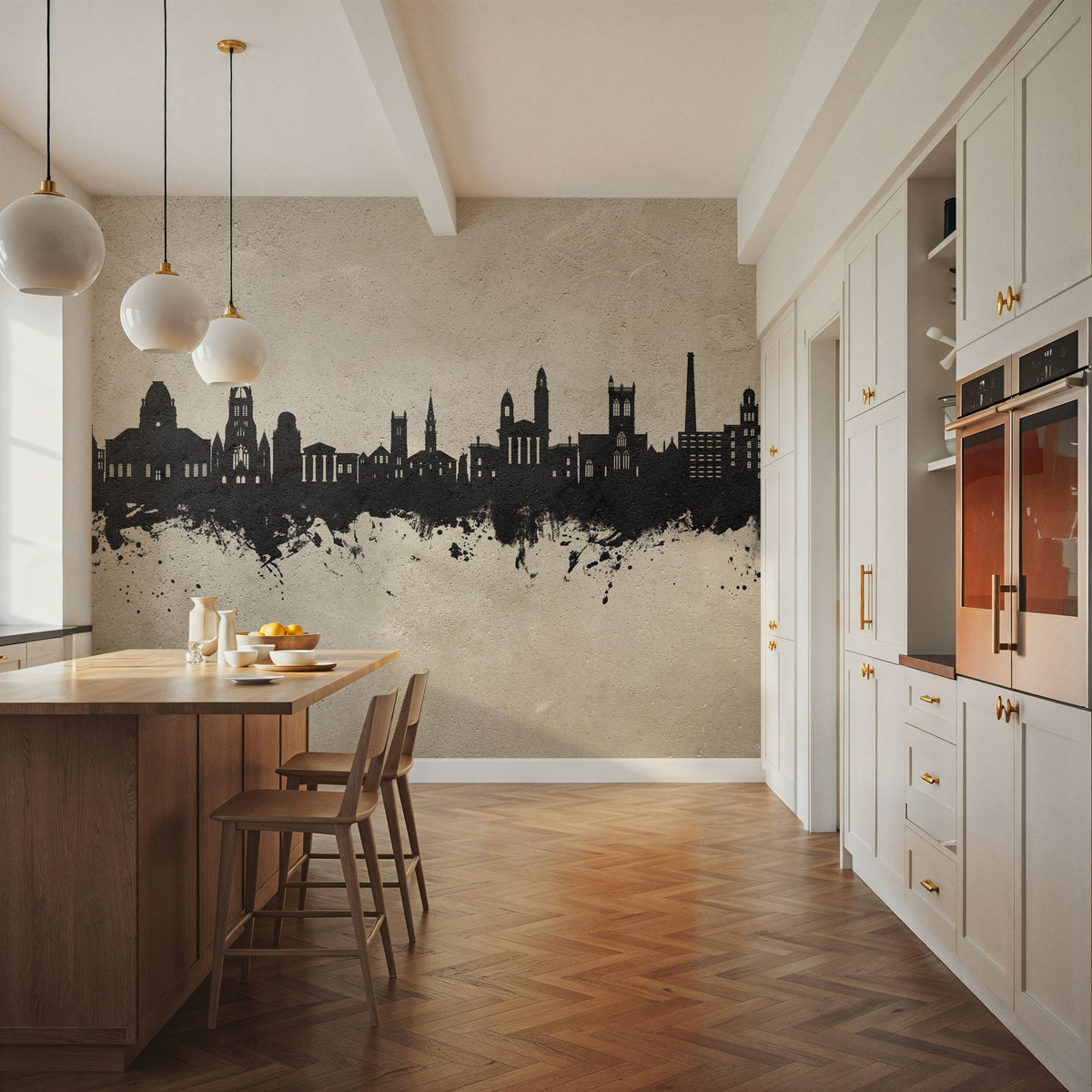 Paisley Skyline Concrete Mural Wallpaper - room preview 05