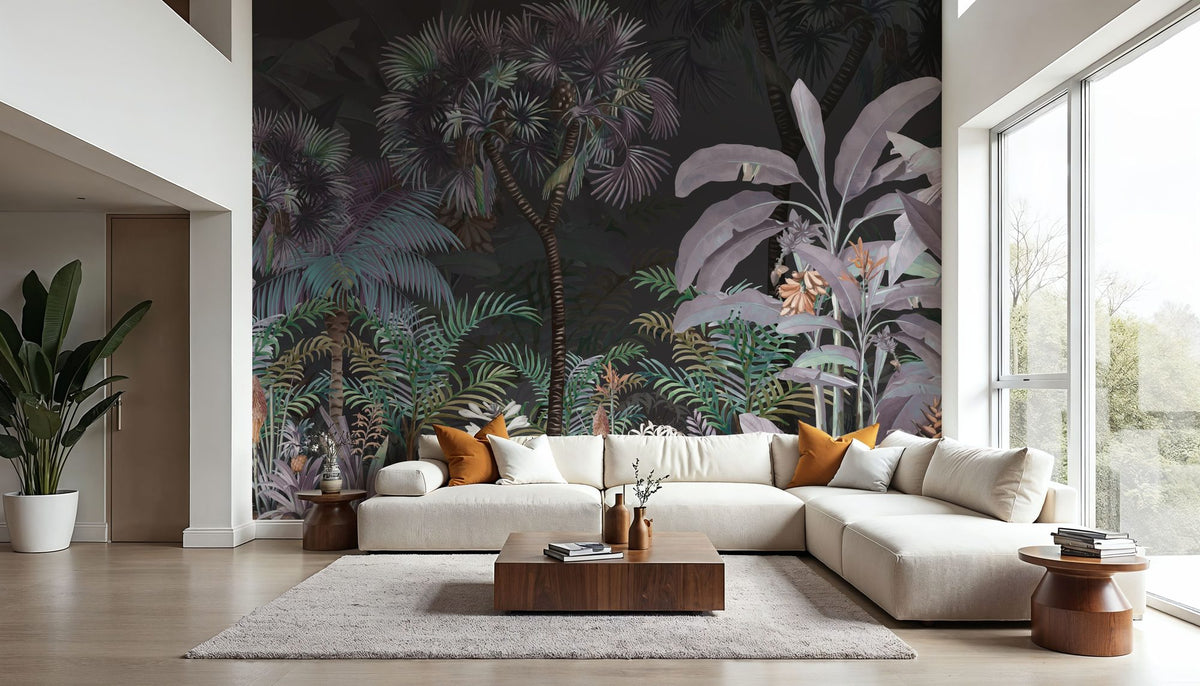 Tropical Forest Strolls Dark Green Mural Wallpaper - room preview 05