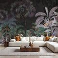 Tropical Forest Strolls Dark Green Mural Wallpaper - room preview 05