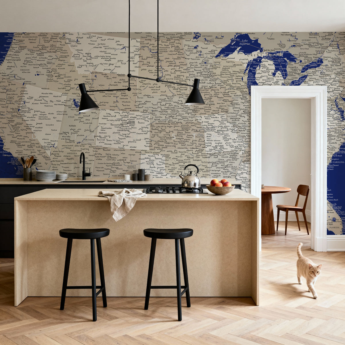 US Map Detailed - Kameryn Mural Wallpaper - room preview 05