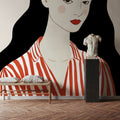 Woman in Striped Blouse I Mural Wallpaper - room preview 05