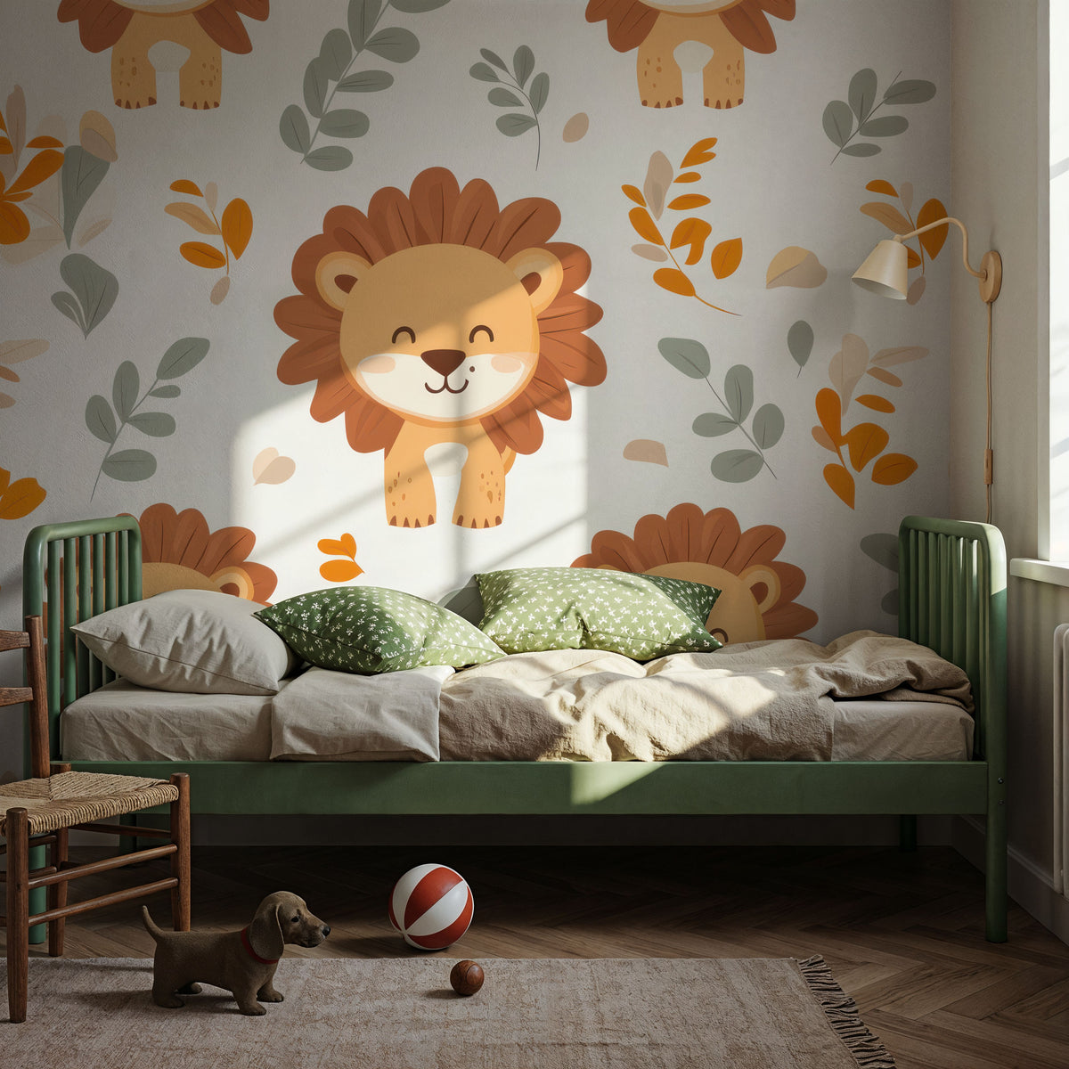 Smile Lion Mural Wallpaper - room preview 05