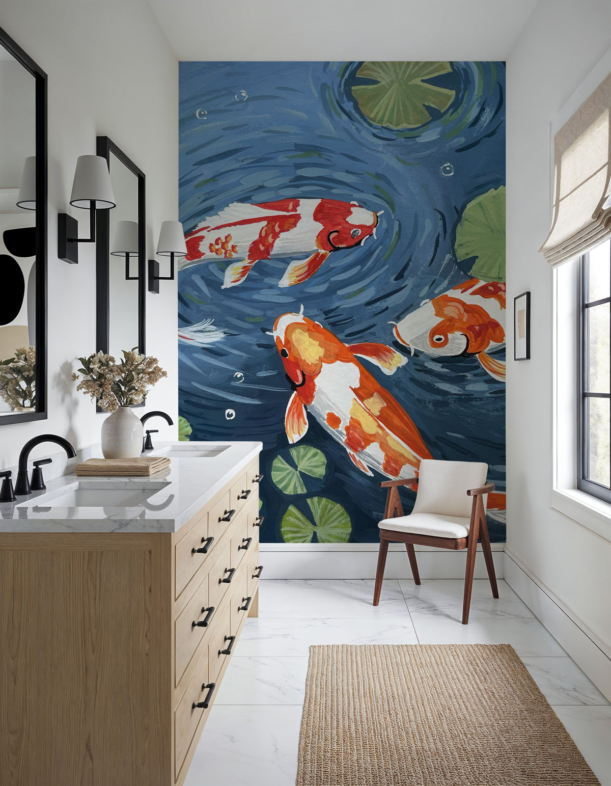 Koi Fish Mural Wallpaper - room preview 05