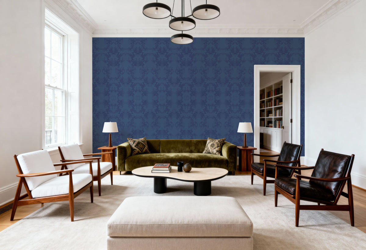 Flower Bridges Small Blue Mural Wallpaper - room preview 05