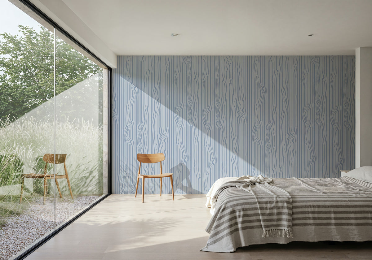 Veneer Lines, Blue Mural Wallpaper - room preview 05