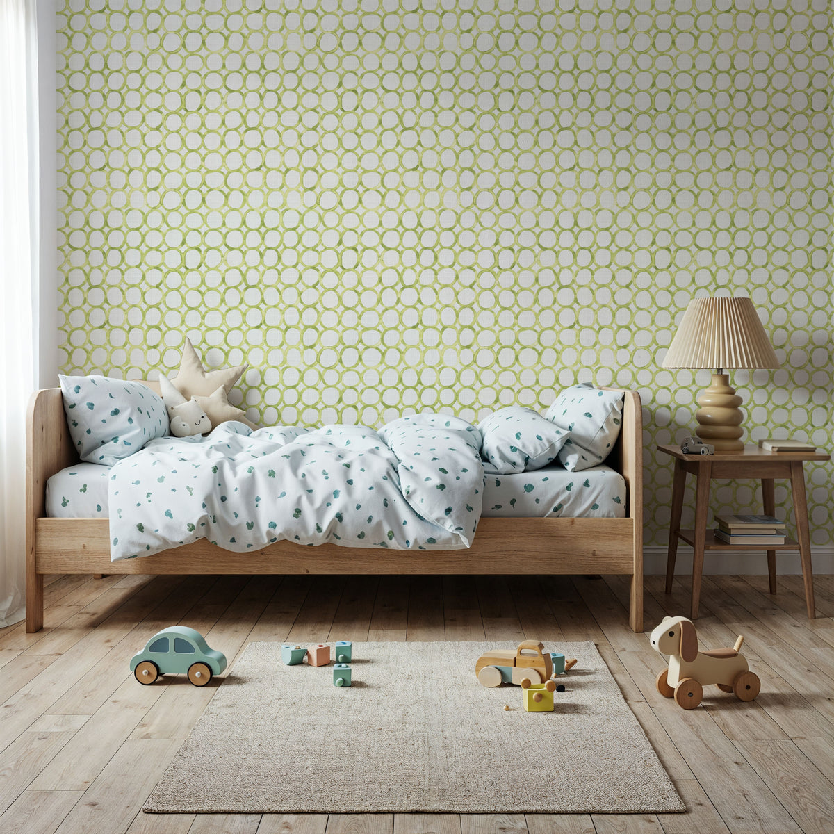 Mixed Green Circles Mural Wallpaper - room preview 05