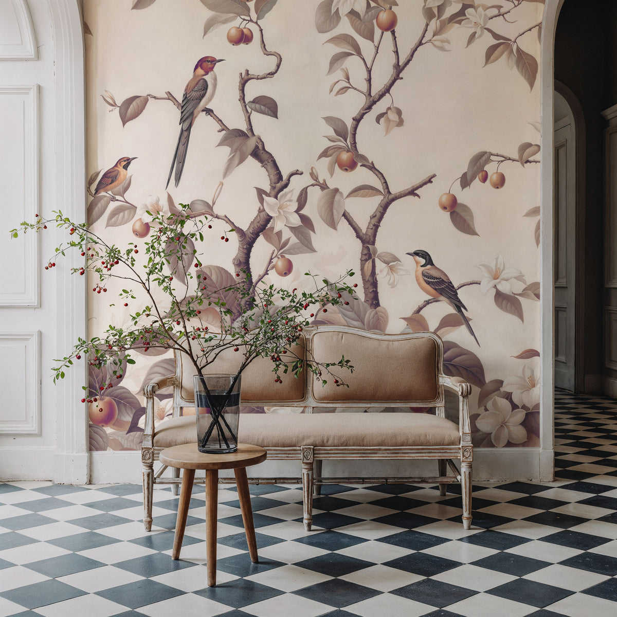 Bird Harmony, Amber Mural Wallpaper - room preview 05