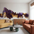 Gibraltar Skyline Purple & Gold Mural Wallpaper - room preview 05
