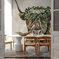 Harvest Cow Sage Square Mural Wallpaper - room preview 05