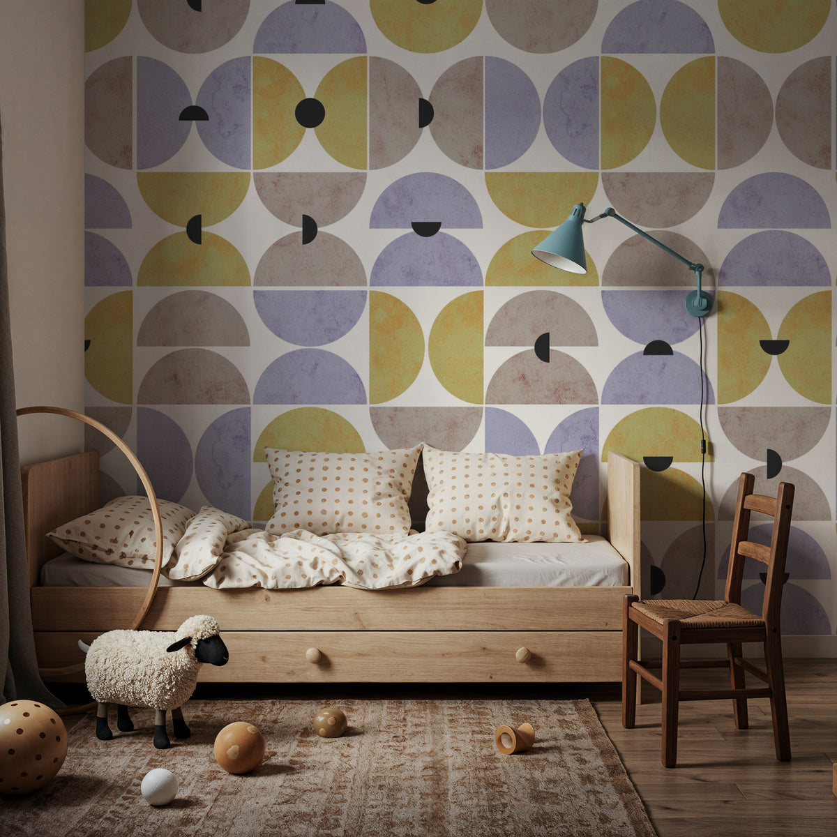 Homley Retro Shapes, Purple Mural Wallpaper - room preview 05