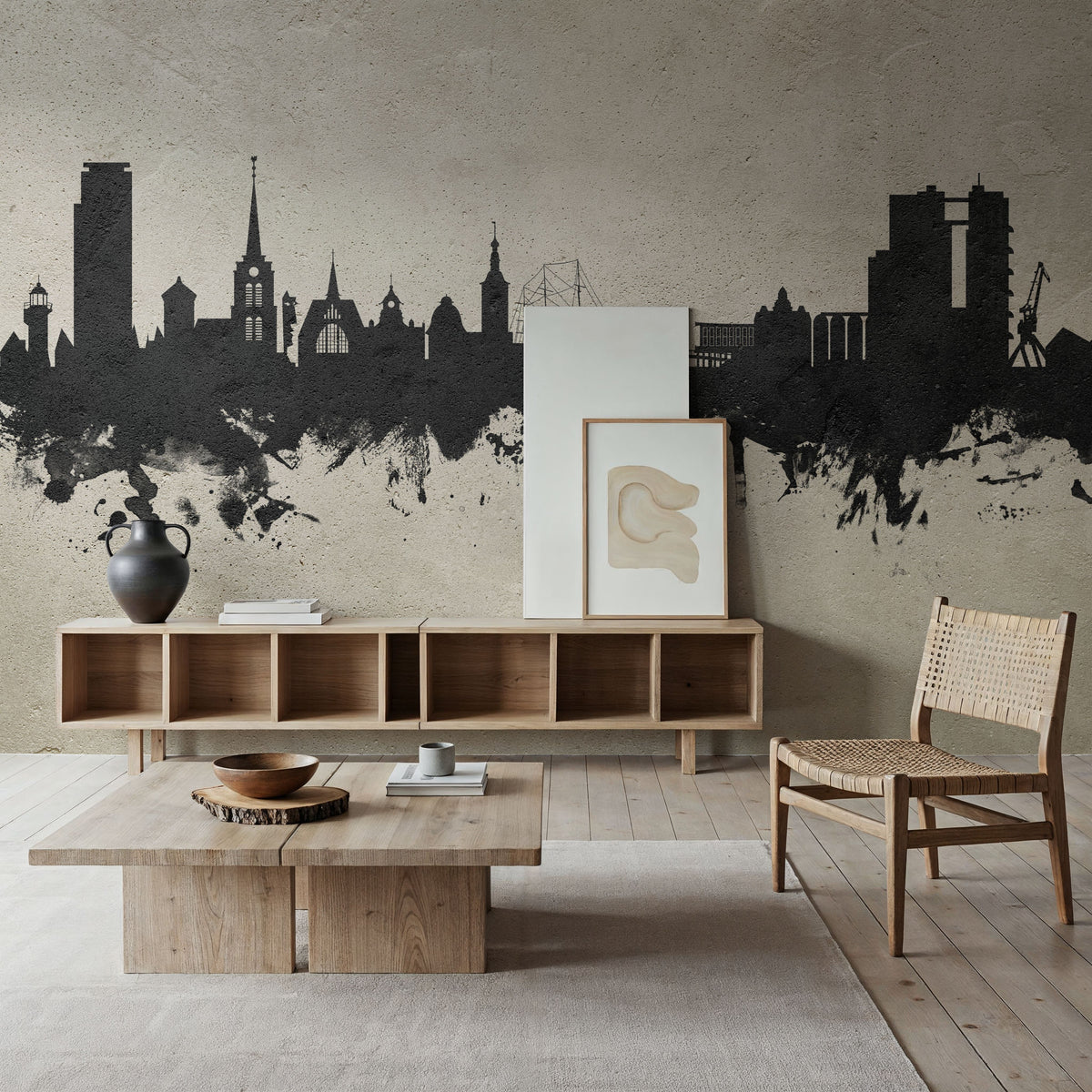 Halmstad Sweden Skyline Concrete Mural Wallpaper - room preview 05