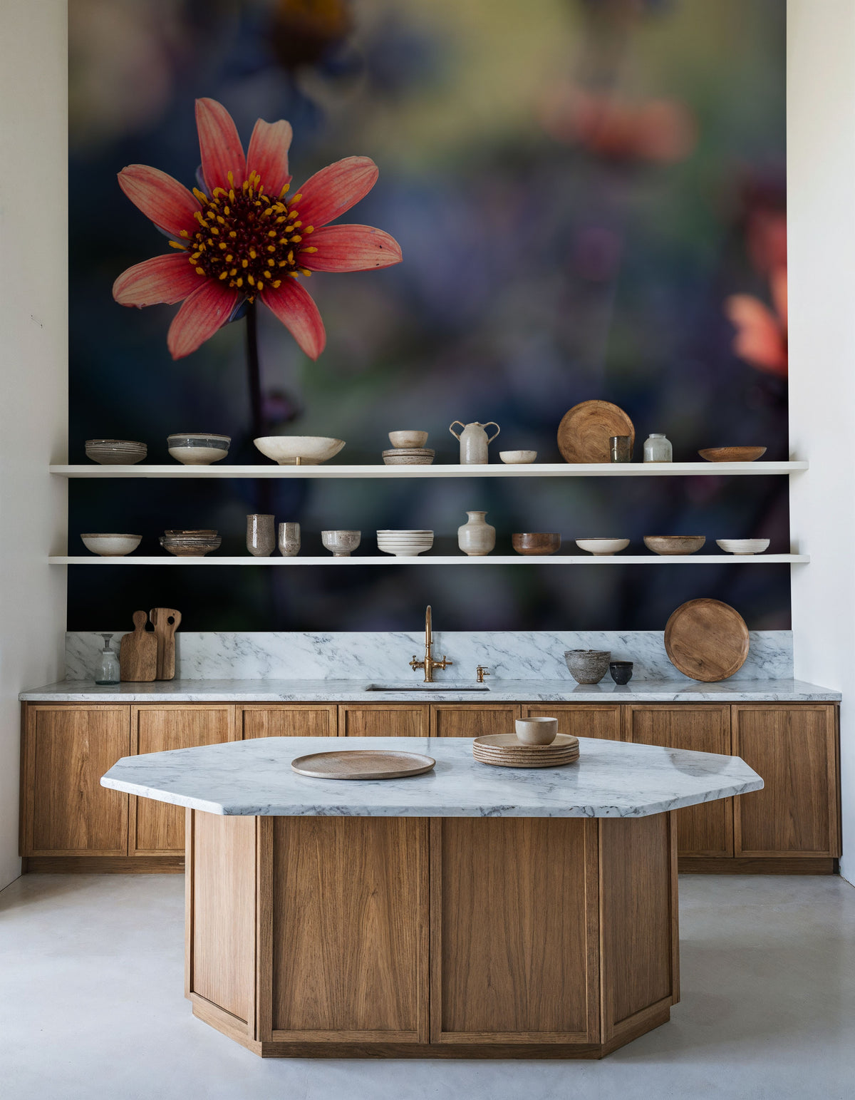 Peach Dahlias Mural Wallpaper - room preview 05