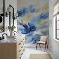 Sapphire Blue Floral I Mural Wallpaper - room preview 05