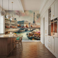 Parisian River Scene with Eiffel Tower Mural Wallpaper - room preview 05