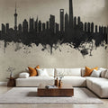 Shanghai China Skyline Concrete Mural Wallpaper - room preview 05