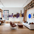 Hong Kong Skyline Purple & Gold Mural Wallpaper - room preview 05