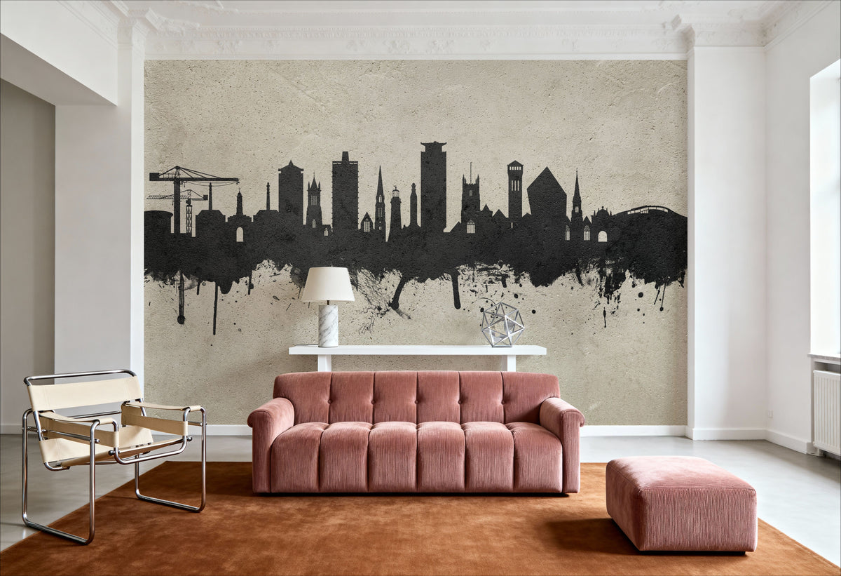 Plymouth England Skyline Concrete Mural Wallpaper - room preview 05