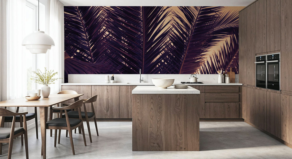 Shy Palm Leaves Mural Wallpaper - room preview 05