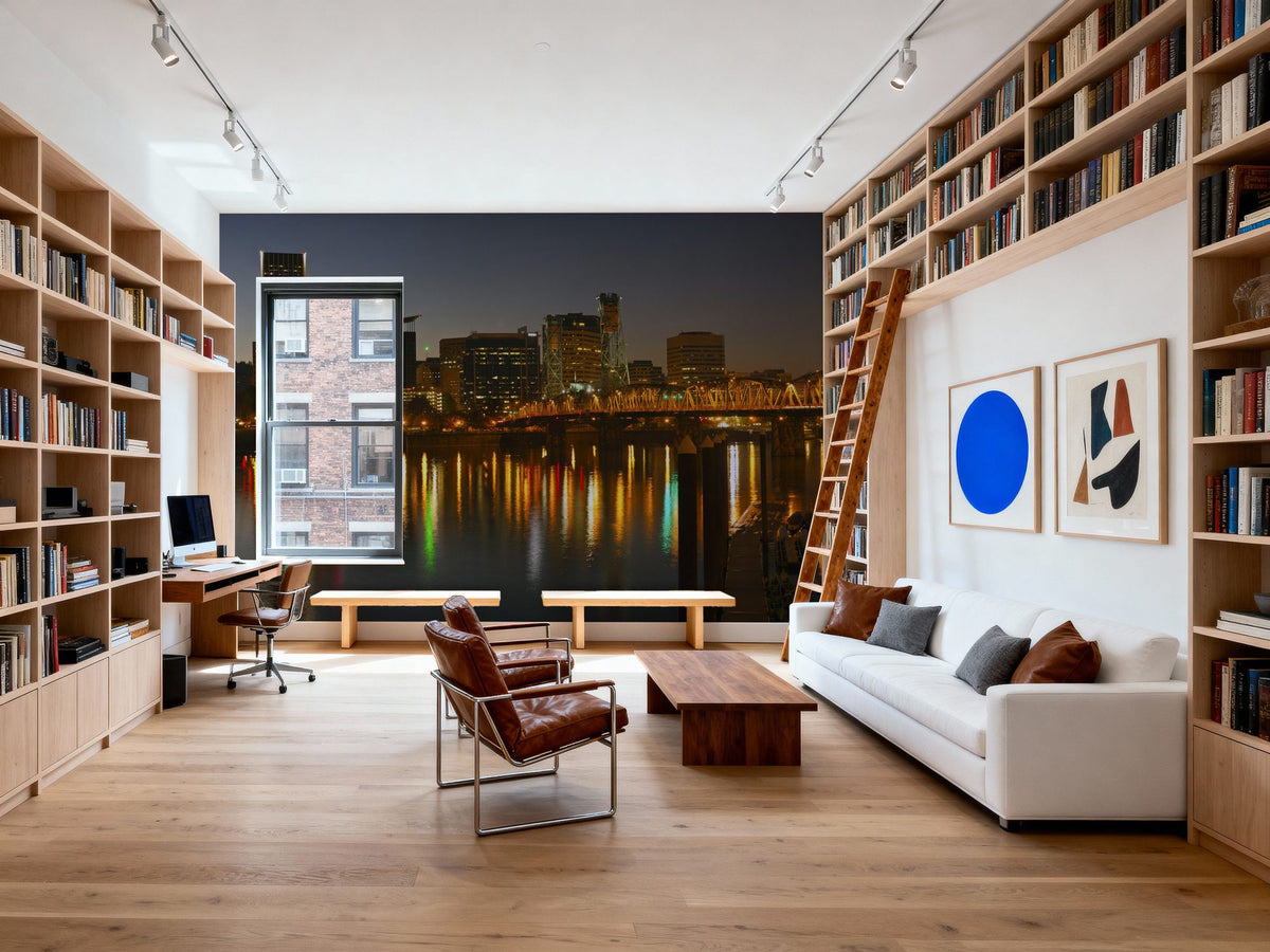 Riverfront Nightscape Mural Wallpaper - room preview 05