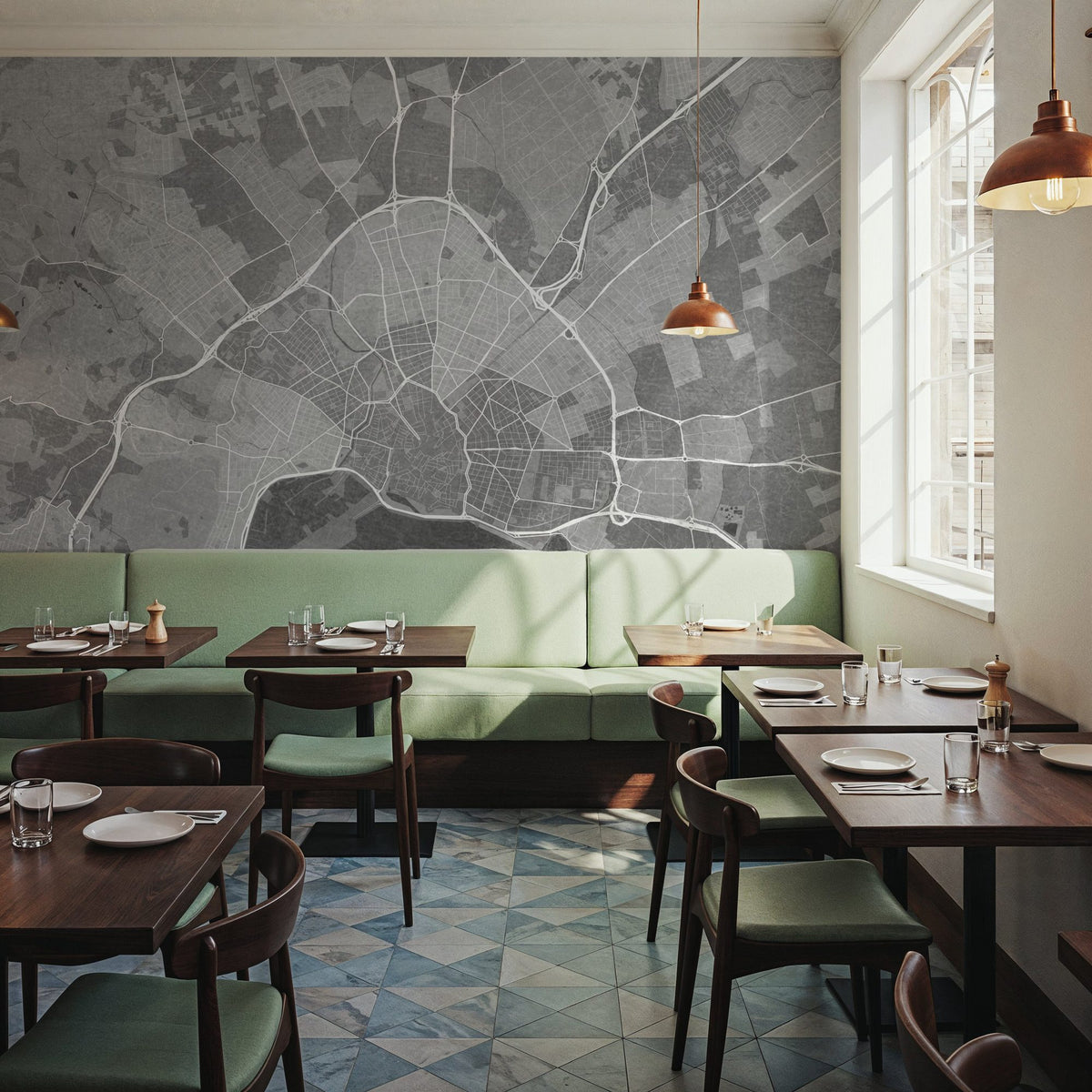 Palma De Mallorca Grey Mural Wallpaper - room preview 05