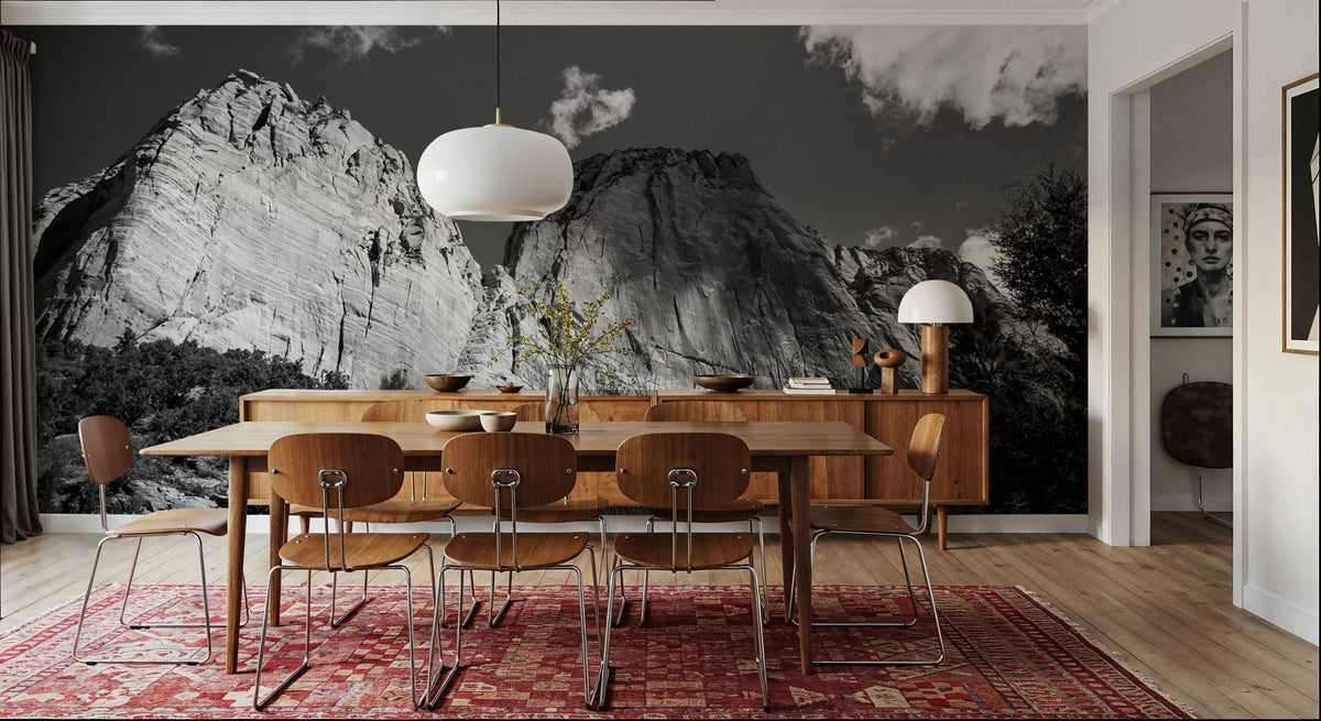Kolob Canyons Black & White Mural Wallpaper - room preview 05