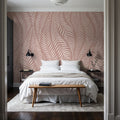 Pink Leaf Wave Mural Wallpaper - room preview 05