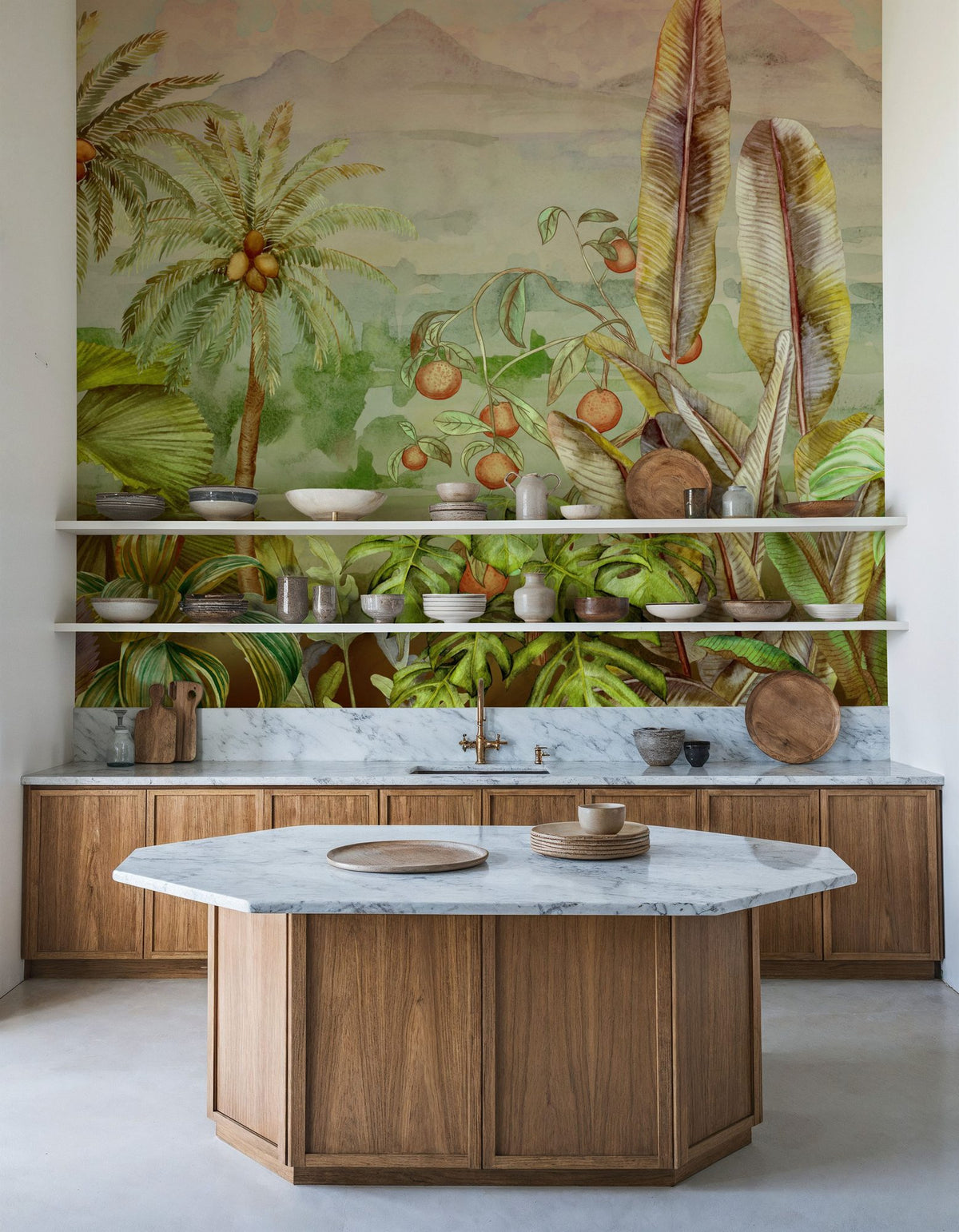 Tropical Green Twilight Mural Wallpaper - room preview 05