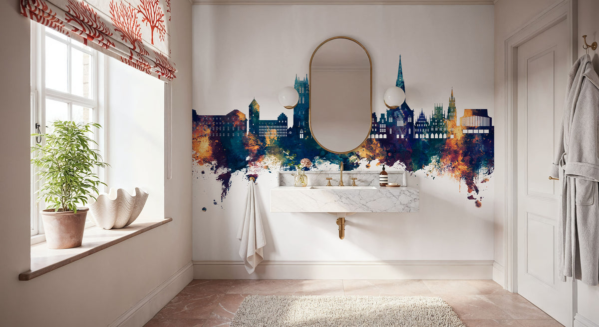 Münster Germany Skyline Blue & Bronze Mural Wallpaper - room preview 05