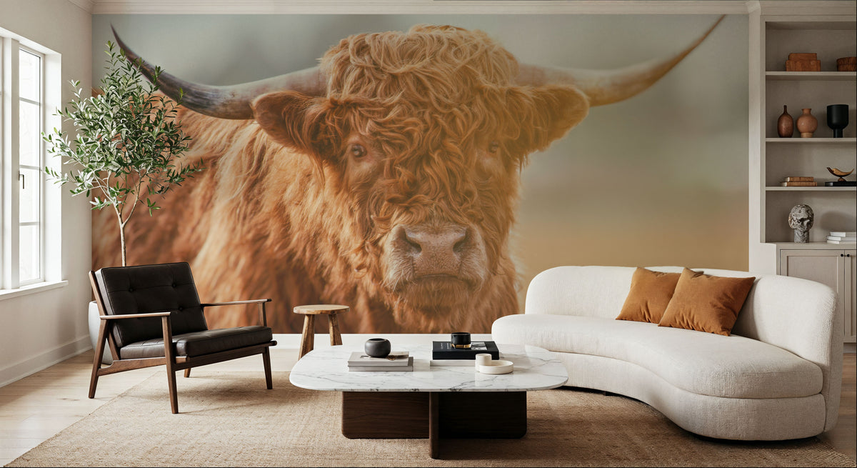 Highland Cow Pastures II Mural Wallpaper - room preview 05