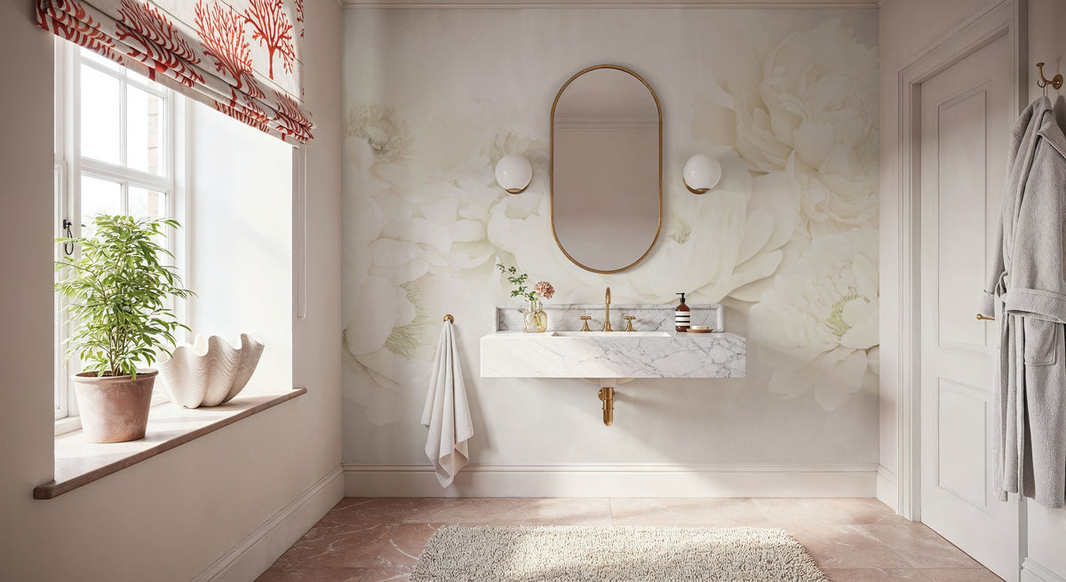 Transcendent Peony, Cream Mural Wallpaper - room preview 05