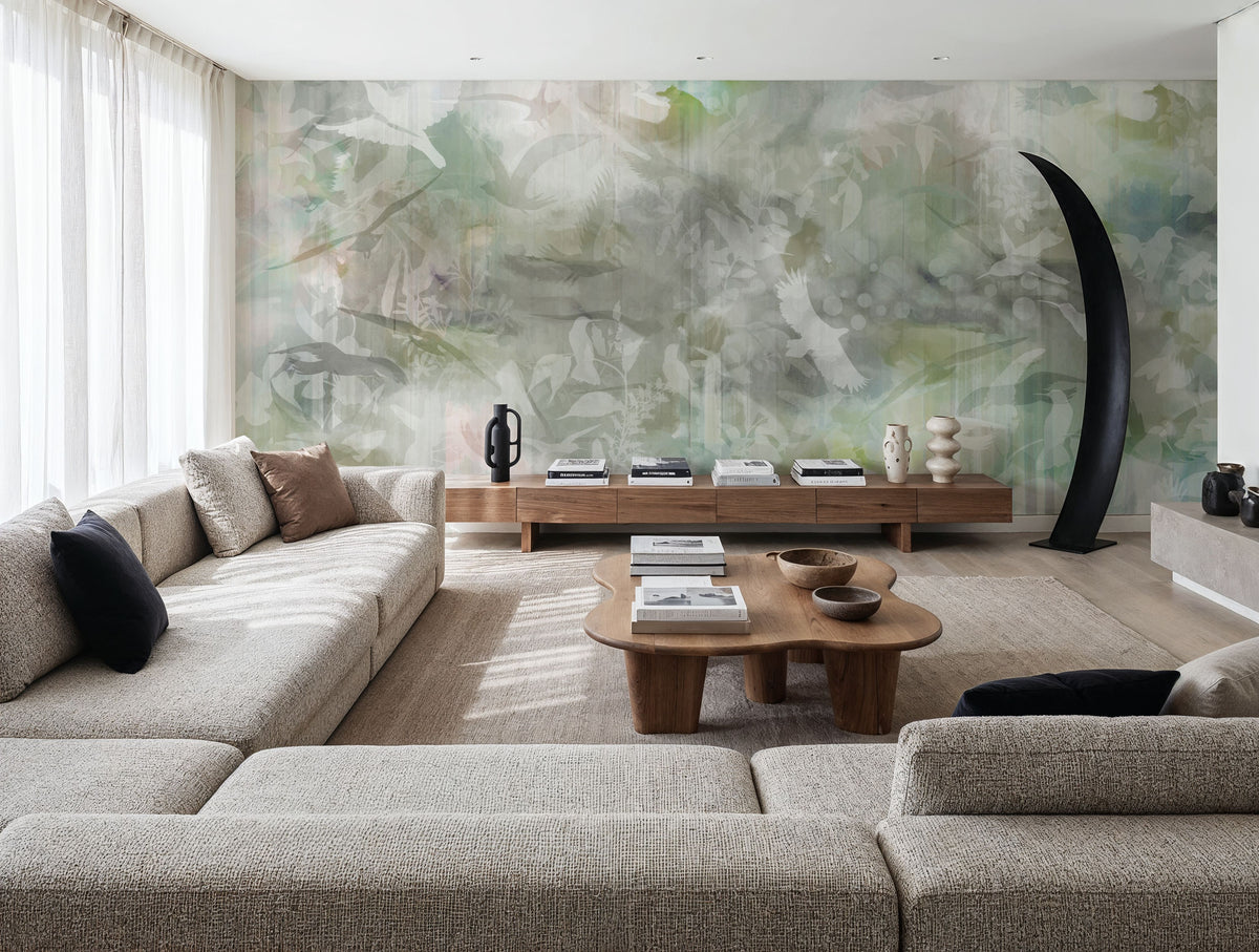 Birds of Freedom Green Mural Wallpaper - room preview 05