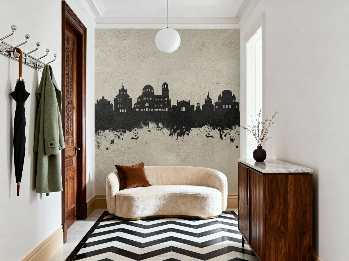 Sofia Bulgaria Skyline Concrete Mural Wallpaper - room preview 05