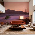 Crimson Bridge Twilight Red Mural Wallpaper - room preview 05