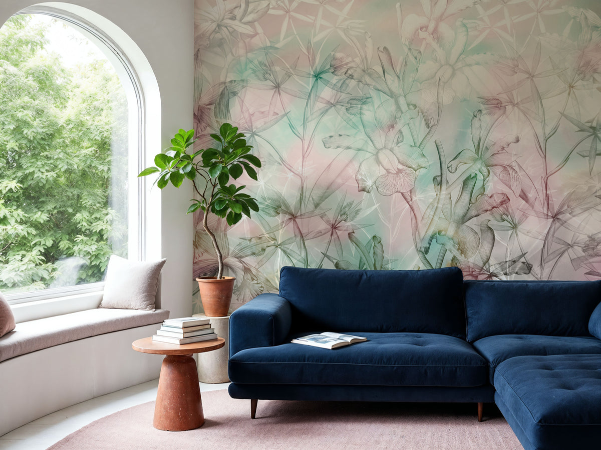 Orchid Mirage Mural Wallpaper - Neutral Tone - room preview 05