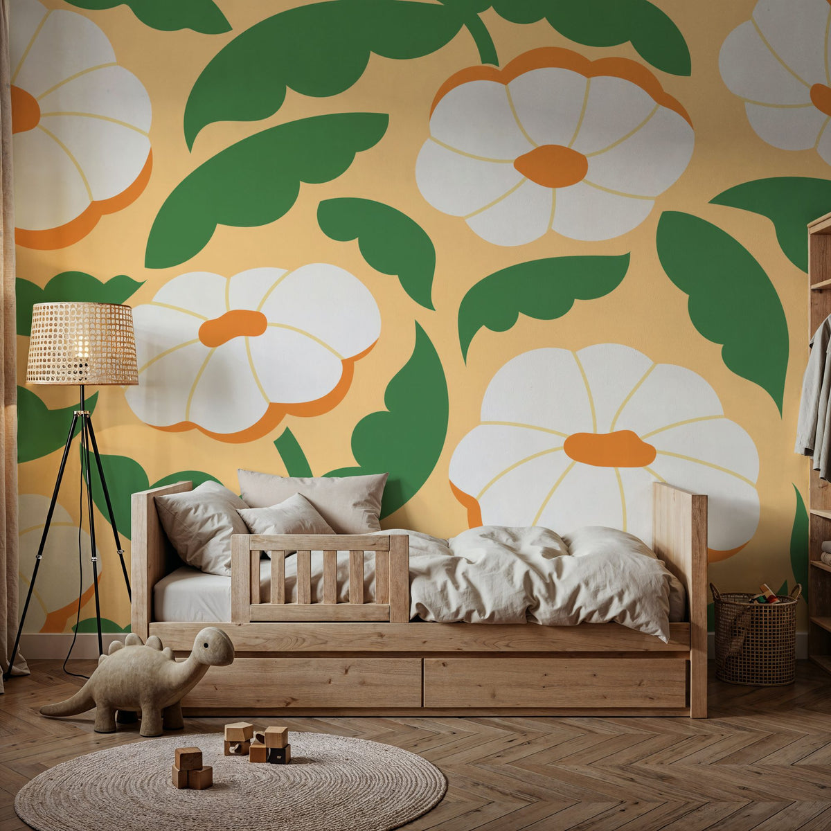 Tangerine Bloom Mural Wallpaper - room preview 05
