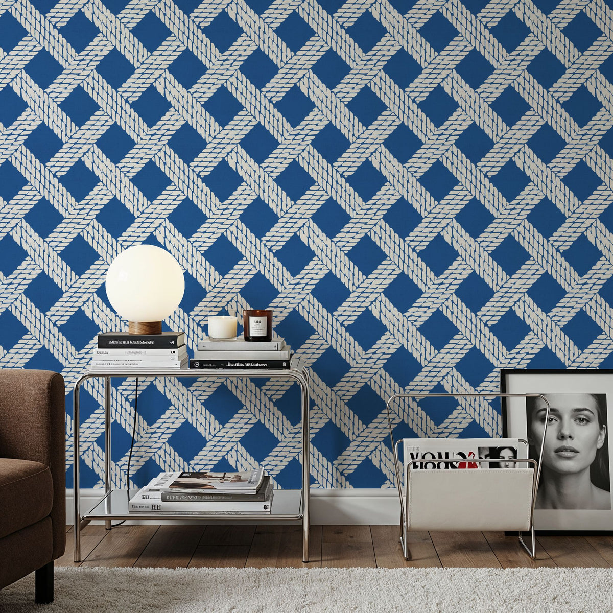 Seafood Shanty White on Blue I Mural Wallpaper - room preview 05
