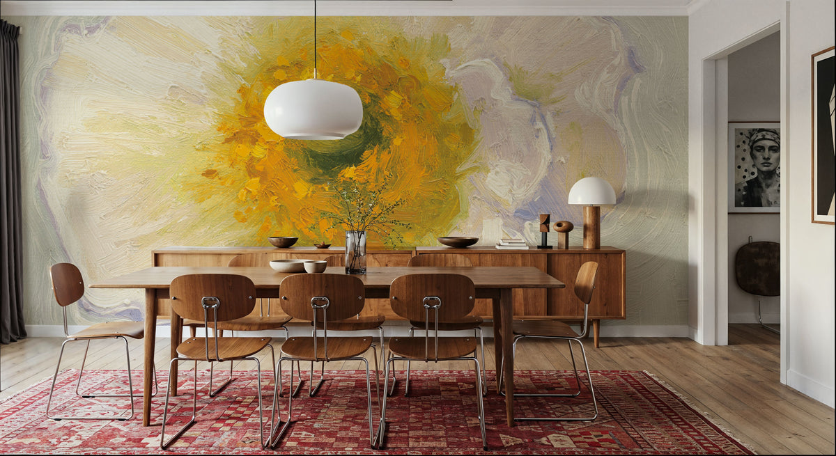 White Poppy Bit Mural Wallpaper - room preview 05