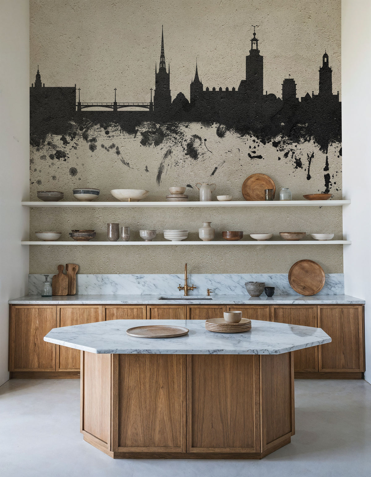 Stockholm Skyline Concrete Mural Wallpaper - room preview 05