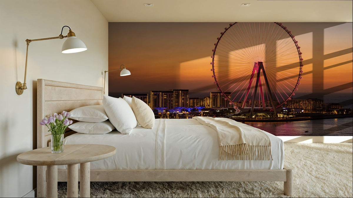 Sunset Ferris Wheel Mural Wallpaper - room preview 05