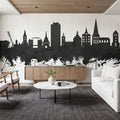 Rostock Germnay Skyline Black & White Mural Wallpaper - room preview 05