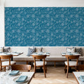 Kala Flowers White on Blue Mural Wallpaper - room preview 05
