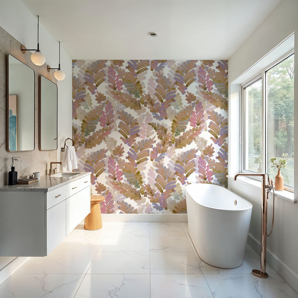 Painted Foliage Mural Wallpaper - room preview 05